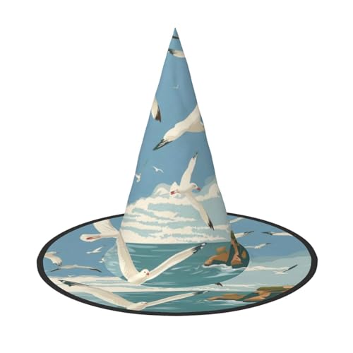 RAIZHE Seagull and the Lighthouse Spooktacular Halloween Hexenhut 1 PCS Premium Costume Accessory for Parties Carnivals Rollenspiel Halloween Hut von RAIZHE