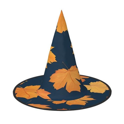 RAIZHE Spooktacular Halloween-Hexenhut, gelbe Ahornblätter, 2 Stück, Premium-Kostüm-Zubehör für Partys, Karneval, Rollenspiele, Halloween-Hut von RAIZHE