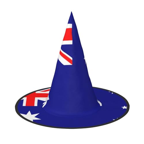 RAIZHE Spooktacular Halloween-Hexenhut mit australischer Flagge, 1 Stück, Premium-Kostüm-Zubehör für Partys, Karneval, Rollenspiele, Halloween von RAIZHE