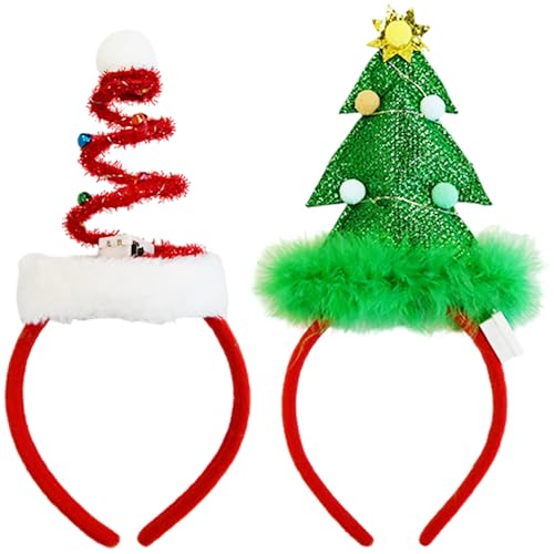 Ram® LED-Weihnachtsbaum-Stirnband, beleuchtetes Haarband, Weihnachten, LED-Haarband, Kostüm, Fotokabine, Kostüm, 2 Stück von RAM ONLINE