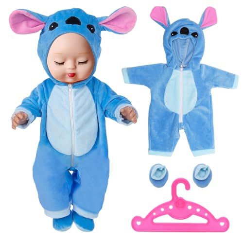 RANJIMA Kleidung Outfits für Baby Puppen, Blau Kleidung Puppenkleidung 14-17 Zoll Newborn Baby Puppen Kleidung Zubehör mit Aufhänger Socken, für Babypuppen 35-45 cm, Geschenk für Kinder Mädchen Jungen von RANJIMA