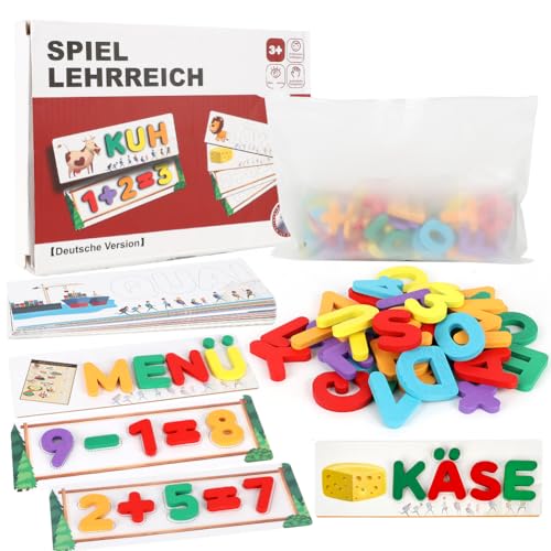 RANJIMA Buchstaben Spiel, Buchstaben Lernen Lernspiele, Buchstaben Lernen Buchstaben Puzzle Holz Ab 3-8 Jahre Kinderspielzeug, Montessori ab 3 4 5 6 7 8 Jahre, Schulanfang Geschenke für Junge Mädchen von RANJIMA