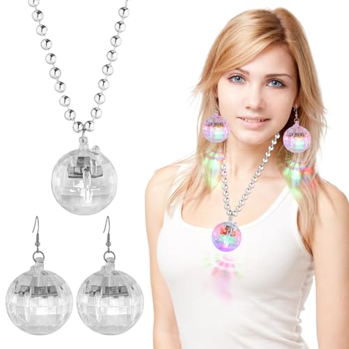 RANJIMA Disco Accessoires, Glitzer Outfit Damen Glitzer Accessoires 70er 80er Jahre Glitzer Disco Outfit Damen Glitzer Schmuck für Fasching Karneval Retro Party Dance Performance Discokugel Deko von RANJIMA