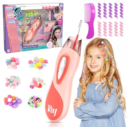 RANJIMA Haarflechtmaschine Mädchen Set,Flechtmaschine DIY Flechthilfe Haare Kinder mit Haarperlen,Haarschmuck Spielzeug ab 6-12 Jahre Kinder,Hair Bedazzler Kit Geschenk für Geburtstag Weihnachten von RANJIMA