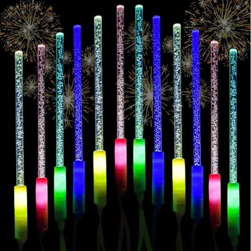 RANJIMA LED Leuchtstäbe, 12 Stück Leuchtspielzeug Partyartikel Set, Leuchtwedel Party Set Knicklichter Licht für Kinder, Led Leuchtstäbe Mitgebsel Kindergeburtstag Geschenke Weihnachten Party Konzert von RANJIMA