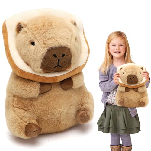 RANJIMA Capybara Plüschtier,30 cm Capybara Kuscheltier mit Abnehmbare Toast Stofftier,Wasserschwein Plüsch Kissen Spielzeug,Kawaii Wurfkissen Home Deko,Weihnachten Geburtstag Geschenk für Kinder von RANJIMA