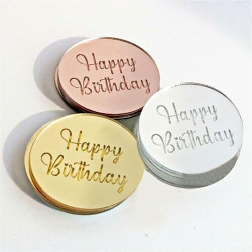 Cupcake-Scheiben für Geburtstag, Acryl, Roségold, Party, Feier, Silber, 10 Stück (20 Stück Gold) von RANRAO