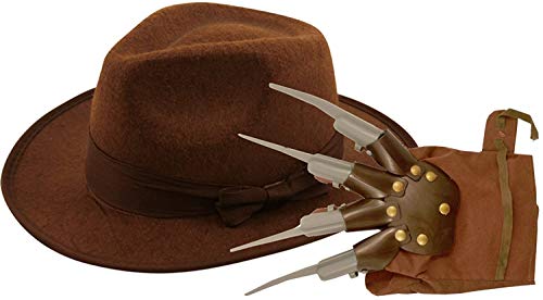 RARA® Halloween-Kostüm Freddy Krueger für Erwachsene, Hut und Handschuhkralle, ELM Street Horror Cosplay Verkleidung von RARA