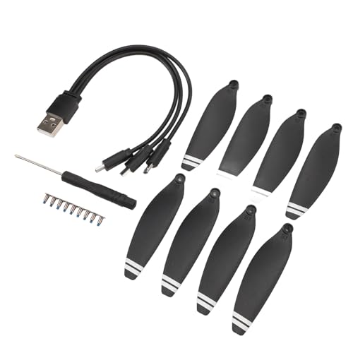 RASTKY 8PCS -Drohnen -Propeller 2,8 Zoll Leichtes, Ruhiges RC -Drohnen -Propellerblätter mit Schrauben 3 in 1 Ladekabel für E88 E58, Bestehend aus Premium -Kunststoff von RASTKY