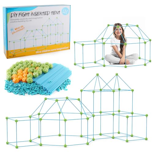 Höhle Bauen Kinder,Spielhaus Kinder Indoor,Konstruktionsspielzeug,Creative Forts,Höhle Bauen,132pcs,Enthält 88 Stäbe Und 44 Kugeln,132pcs,Lehrreiches Geschenk Für Kinder Im Alter Von 4 Bis 8 Jahren von RATSTONE