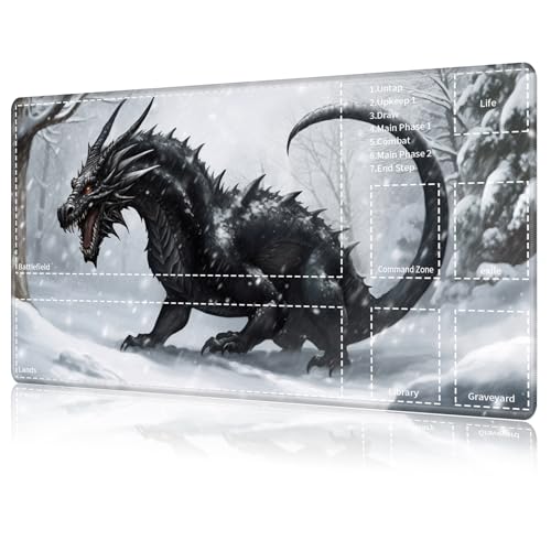 MTG-Karten-Spielmatte mit Zone, Spielmatte für MTG TCG, 61 x 35,6 cm, rutschfeste Spielmatte für Commander-Board, RPG, CCG-Spiel, TCG, andere Kartenspiele/Mauspad, Snowy Dragon von RAUEDWDJS