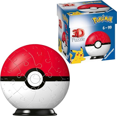 Ravensburger 3D Puzzle 11256 - Puzzle-Ball Pokémon Pokéballs - Pokéball Classic - 54 Teile - für Pokémon Fans ab 6 Jahren von Ravensburger