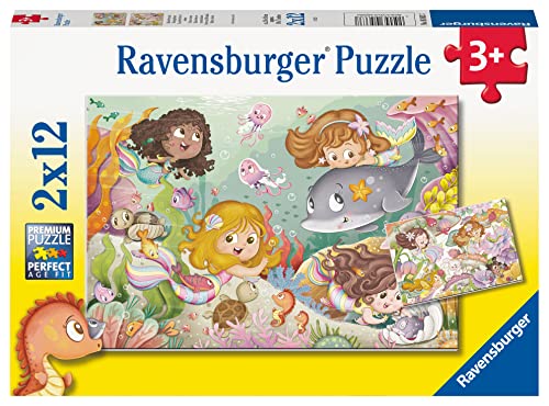 Ravensburger Kinderpuzzle - 05663 Kleine Feen und Meerjungfrauen - 2x12 Teile Puzzle für Kinder ab 3 Jahren von Ravensburger