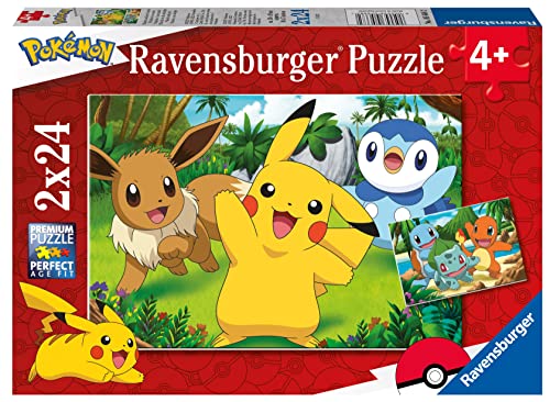 Ravensburger Kinderpuzzle 05668 - Pikachu und Seine Freunde - 2x24 Teile Pokémon Puzzle für Kinder ab 4 Jahren, Pokémon Geschenke von Ravensburger