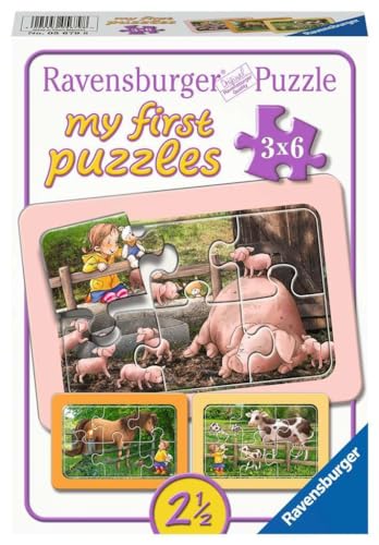 Ravensburger Kinderpuzzle - 05679 Lotta auf dem Bauernhof - My First Puzzle für Kinder ab 2,5 Jahren, mit 3x6 Teilen von Ravensburger