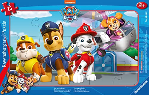 Ravensburger Kinderpuzzle 05681 - Vier mutige Retter - 15 Teile PAW Patrol Rahmenpuzzle für Kinder ab 3 Jahren von Ravensburger