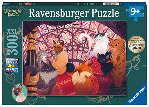 Ravensburger Kinderpuzzle 13362 - Auf der Suche nach dem magischen Halsband - 300 Teile XXL Mitternachtskatzen Puzzle für Kinder ab 9 Jahren, Schwarz von Ravensburger