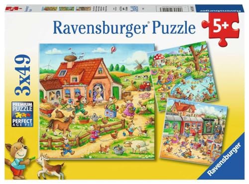 Ravensburger Kinderpuzzle - Ferien auf dem Land - 3x49 Teile Puzzle für Kinder ab 5 Jahren von Ravensburger