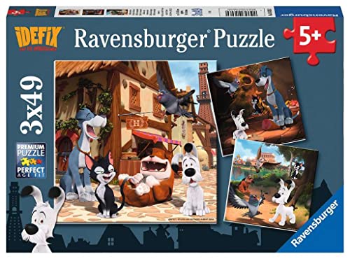 Ravensburger Kinderpuzzle 05626 - Idefix und seine tierischen Freunde - 3x49 Teile Idefix Puzzle für Kinder ab 5 Jahren von Ravensburger