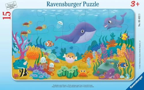 Ravensburger Kinderpuzzle - Tierkinder unter Wasser - 15 Teile Rahmenpuzzle für Kinder ab 3 Jahren von Ravensburger