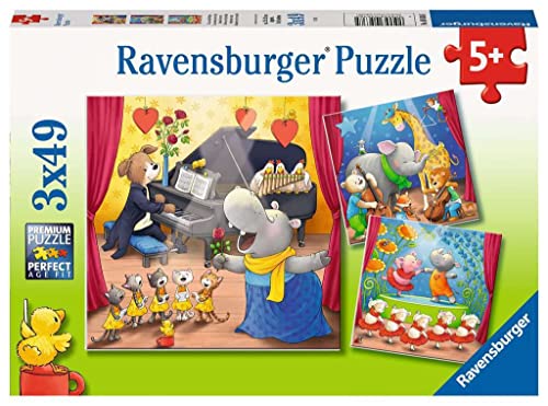 Ravensburger Kinderpuzzle - Tiere auf der Bühne - 3x49 Teile Puzzle für Kinder ab 5 Jahren Ravensburger Kinderpuzzle - Tiere auf der Bühne - 3x49 Teile Puzzle für Kinder ab 5 Jahren von Ravensburger