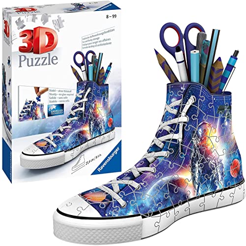 Ravensburger 3D Puzzle 11251 Sneaker Astronauten im Weltall - Praktischer Stiftehalter - 108 Teile - Schreibtisch-Organizer für Kinder ab 8 Jahren, ['Blue'] von Ravensburger