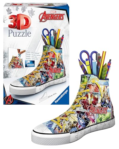 Ravensburger 3D Puzzle 12113 - Sneaker Avengers - 108 Teile - praktischer Stiftehalter im Marvel Avengers Design ab 8 Jahren von Ravensburger