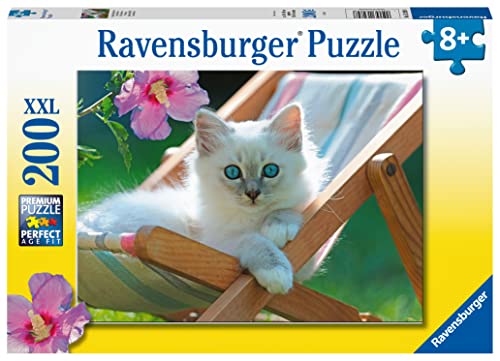 Ravensburger Kinderpuzzle - Weißes Kätzchen - 200 Teile Puzzle für Kinder ab 8 Jahren von Ravensburger