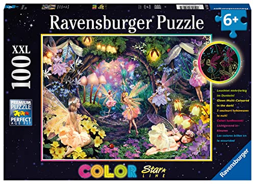 Ravensburger Kinderpuzzle - Leuchtende Waldfeen - 100 Teile XXL Leuchtpuzzle für Kinder ab 6 Jahren - Leuchtet im Dunkeln von Ravensburger