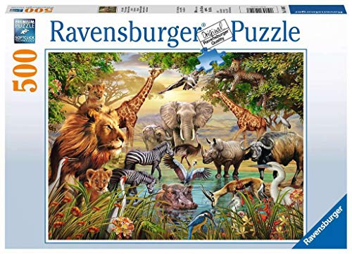 Ravensburger Puzzle 14809 - Am Wasserloch - 500 Teile Puzzle für Erwachsene und Kinder ab 10 Jahren, Puzzle mit Tier-Motiv von Ravensburger