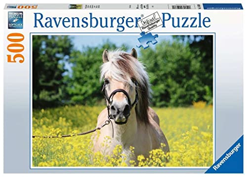 Ravensburger Puzzle 15038 - Pferd im Rapsfeld - 500 Teile Puzzle für Erwachsene und Kinder ab 10 Jahren, Pferde-Puzzle, Gelb von Ravensburger