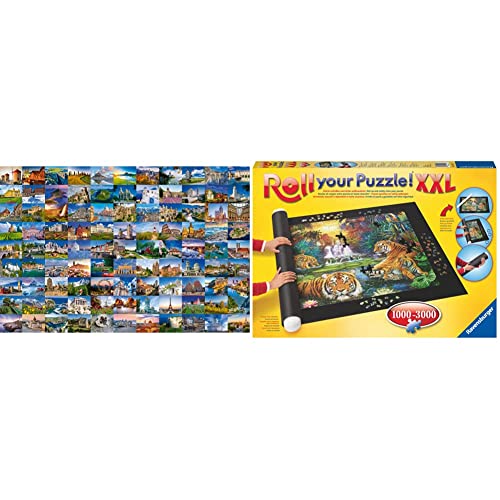 Ravensburger Puzzle 17080-99 Beautiful Places in Europe - 3000 Teile Puzzle & Ravensburger Roll your Puzzle XXL - Puzzlematte für Puzzles mit bis zu 3000 Teilen, Puzzleunterlage zum Rollen von Ravensburger