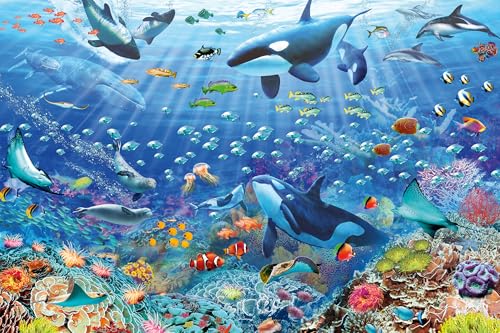 Ravensburger Colorful Underwater World Ocean 17444 Bunter Unterwasserspaß-3000 Teile Puzzle für Erwachsene und Kinder ab 14 Jahren, 48 x 32 in, Black von Ravensburger