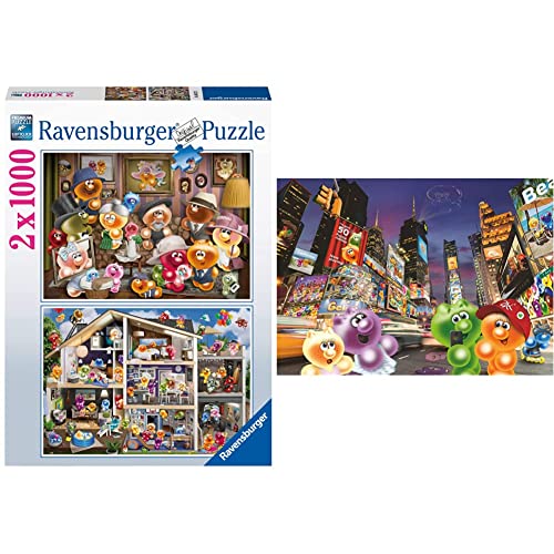 Ravensburger Puzzle 80527 - Lustige Gelinis - 2x1000 Teile Puzzle für Erwachsene und Kinder ab 14 Jahren & 17083 - Gelini am Time Square - 1000 Teile Puzzle für Erwachsene und Kinder ab 14 Jahren von Ravensburger