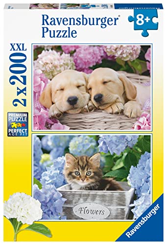 Ravensburger Puzzle 80568 - Hunde und Kätzchen - 2x 200 Teile Tier-Puzzle für Kinder ab 8 Jahren [Exklusiv bei Amazon] von Ravensburger