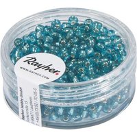 RAYHER 1405507 Rocailles, 2,6 mm ø, mit Silbereinzug, türkis, Dose 16g von RAYHER®