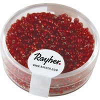 RAYHER 1406418 Rocailles, 2 mm ø, mit Silbereinzug, rot, Dose 17g von RAYHER®