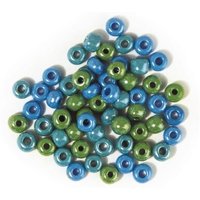 RAYHER 1439100 Glas-Großlochradl, opak, grün-blau Töne, ø 6 mm, Dose 55g von RAYHER®