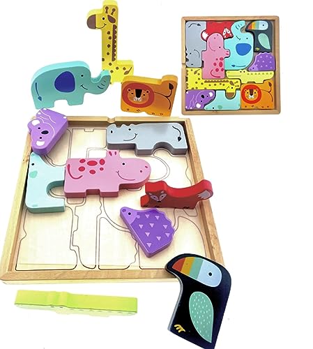 Holzpuzzle, Holzspielzeug Puzzle ab 1 2 3 Jahren, Holz Montessori Spielzeug für Baby und Kleinkinder, Tier Holzpuzzle Puzzle Kleinkind Lernspielzeug für Kinder von RB&G