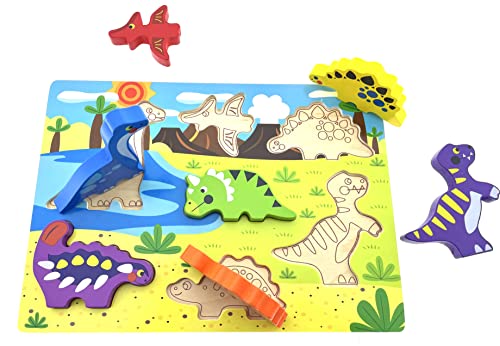 RB&G Holzpuzzle mit großen Teilen Speilzeug für Babys- Dinosaurier Puzzle für Kinder ab 1 Jahr Puzzle Baby von RB&G