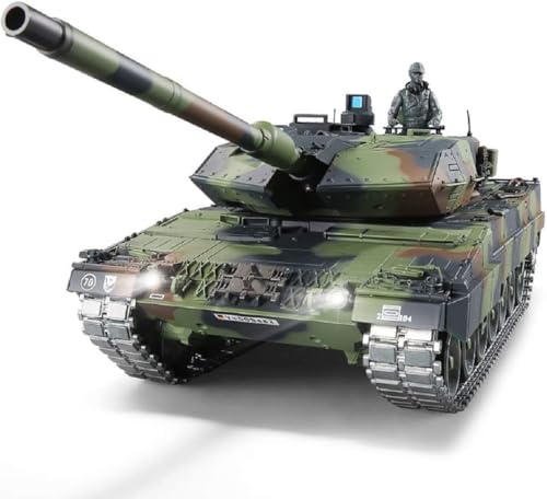 RC Panzer mit Schussfunktion ferngsteuert German Leopard 2A6 Heng Long 1:16 mit R&S, Metallgetriebe und Metallketten -2,4Ghz -V 7.0 - PRO von RC Toys Pleyer