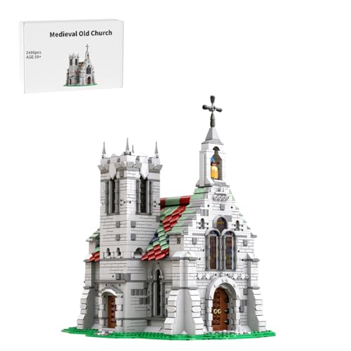 Mittelalterliche Alte Kirche Klemmbausteine, 2496 Stück Kathedrale Modellbausatz, Straßenszene Architektur Bausteine, Home und Büro-Deko & Modular Building Geschenk für Erwachsene Mittelalterliche Alte Kirche Klemmbausteine, 2496 Stück Kathedrale Modellbausatz, Straßenszene Architektur Bausteine, Home und Büro-Deko & Modular Building Geschenk für Erwachsene von RCARTOYRTR