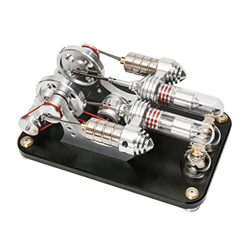 RCARTOYRTR Stirlingmotor-Generator-Modell, Zweizylinder-Heißluft-Stirlingmotor-Motor-Kits mit Spannungsmesser und LED-Lampenperle, Lehrshow-Modell & Wissenschafts-Experiment, Lernspielzeug RCARTOYRTR Stirlingmotor-Generator-Modell, Zweizylinder-Heißluft-Stirlingmotor-Motor-Kits mit Spannungsmesser und LED-Lampenperle, Lehrshow-Modell & Wissenschafts-Experiment, Lernspielzeug von RCARTOYRTR