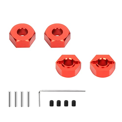 RCAWD Rad-Sechskant-Nabenadapter 14 mm für 1/10 ARRMA 3s & Mega550 Vorteks Senton Granit Big Rock Typhon bearbeitete Legierung Upgrades Teil 4 Stück (rot) von RCAWD