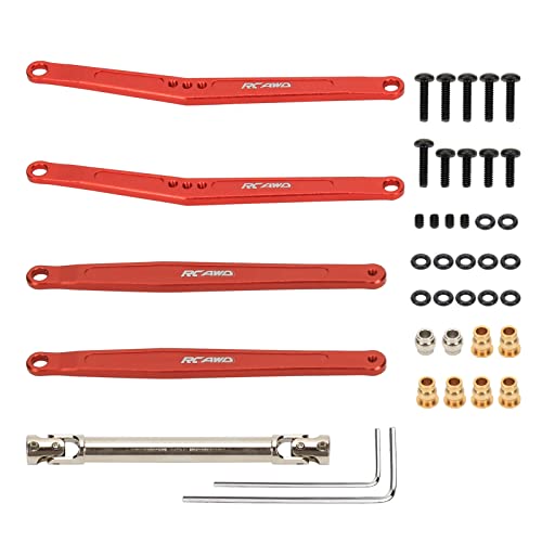 RCAWD Für FMS FCX24, 35 mm verlängertes oberes und unteres Gestänge und 70 mm CVD Mittelantriebswelle Upgrades Teile 1/24 Crawler (rot) von RCAWD