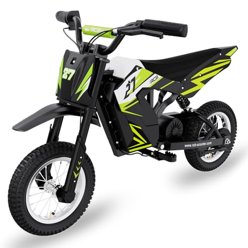 RCB TECH R9X Elektro Motorrad Kinder, Elektromotorrad mit Leistungsstarker Motor, 3 Geschwindigkeitsmodus, Max 25km/h，Reichweite 15KM, 12 Zoll Luftreifen, Moto Crossbike Kinder ab 3-12Jahren von RCB TECH