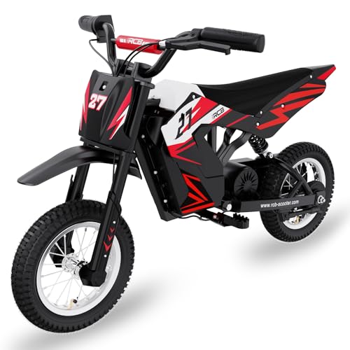 RCB TECH R9X Elektro Motorrad Kinder, Elektromotorrad mit Leistungsstarker Motor, 3 Geschwindigkeitsmodus, Max 25km/h，Reichweite 15KM, 12 Zoll Luftreifen, Moto Crossbike Kinder ab 3-12Jahren von RCB TECH