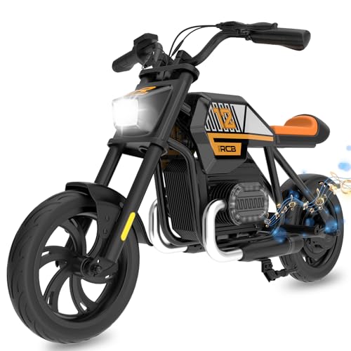 RCB R9 Kinder-Elektromotorrad, Elektro Motorrad mit Lautsprecher, 10/15/25KMH&15KM Reichweite, Stimmungsbeleuchtung, 12-Zoll-Luftreifen für Kinder 4+ Jahren RCB R9 Kinder-Elektromotorrad, Elektro Motorrad mit Lautsprecher, 10/15/25KMH&15KM Reichweite, Stimmungsbeleuchtung, 12-Zoll-Luftreifen für Kinder 4+ Jahren von RCB