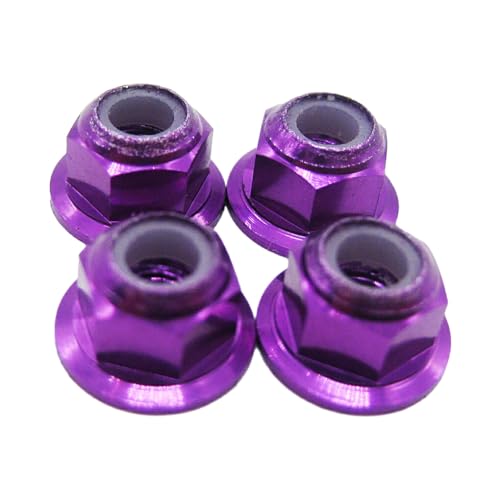 RCGOFOLLOW 4X Aluminiumlegierung Nylon Radsicherungsmutter für 1/10 Axial SCX10 Crawler SCX0036 Teilenummer Radsicherungsmutter für AXIAL SCX10, Lila von RCGOFOLLOW