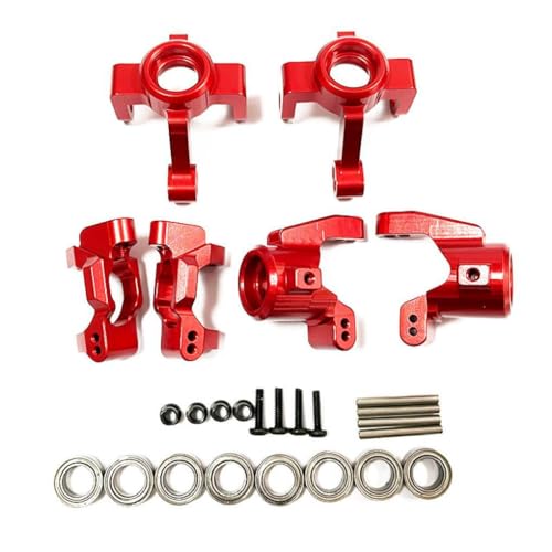 RCGOFOLLOW 6 stücke Aluminiumlegierung Vorne Hinten Portal Achse DIY Kit Latrax 1/18 On-Road Fahrzeuge CNC gefräst RC Auto Zubehör, Rot von RCGOFOLLOW